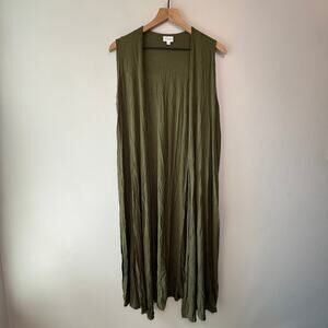 LuLaRoe Women's Sleeveless Long Kimono Top Olive Green Size Medium